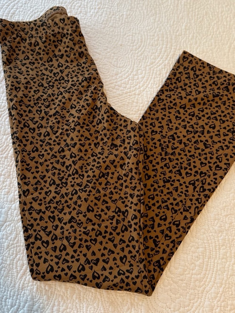Girls Old Navy Brown Heart Print Leggings XL